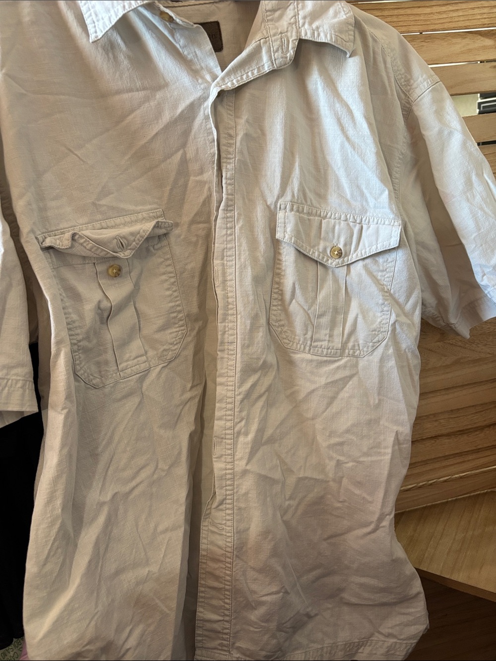 St. John's Bay Light Beige Short-Sleeve Shirt Large